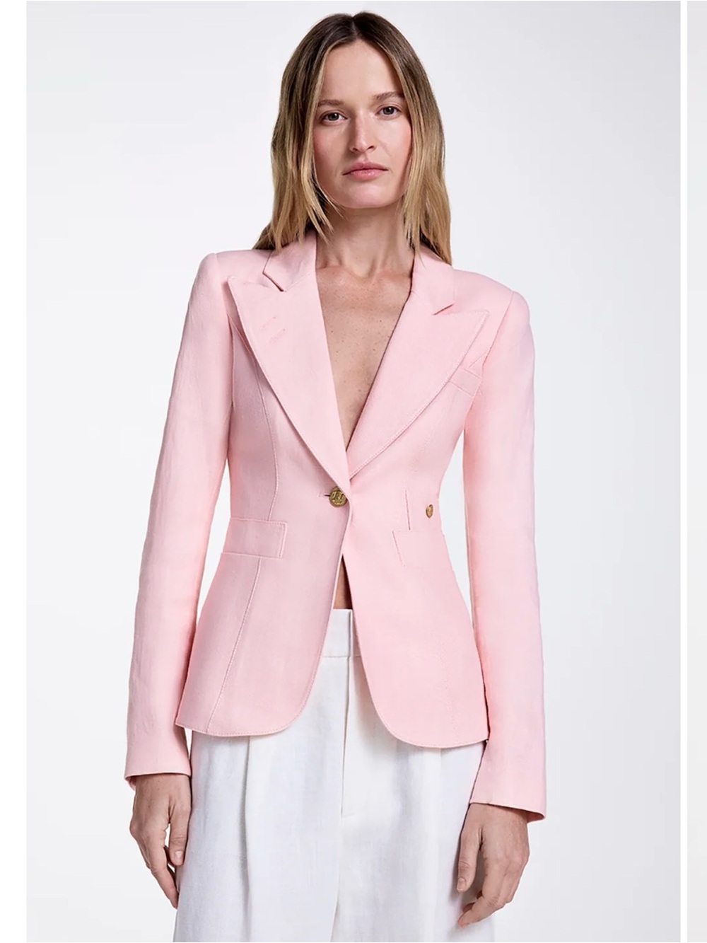 Smythe Light Pink Tailored Single-Button Blazer